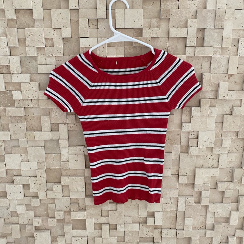 White and red striped shirt